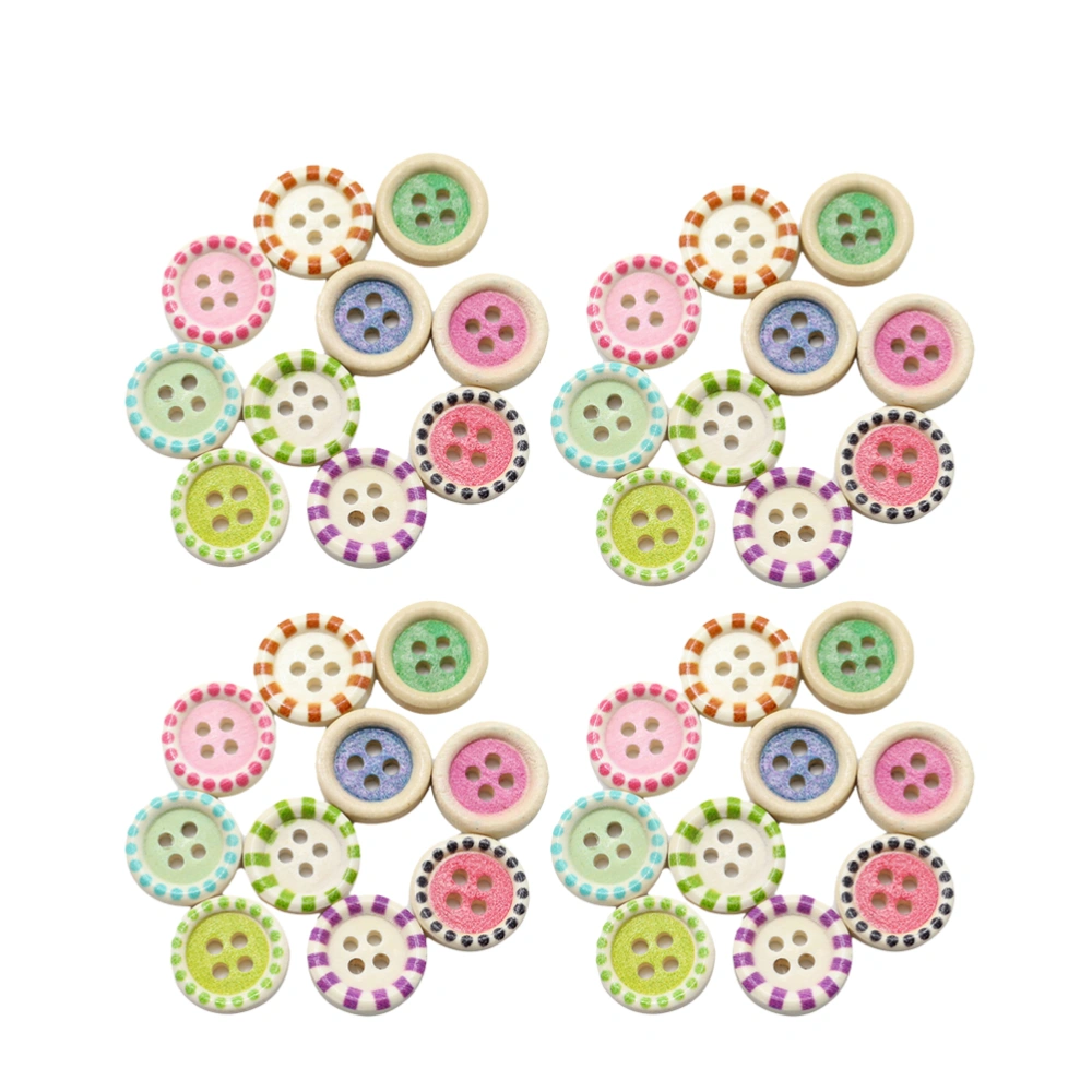 100pcs Colorful Wooden Buttons Handmade DIY Beautiful Buttons for Clothes Hat Shirt (Mixed Packing)