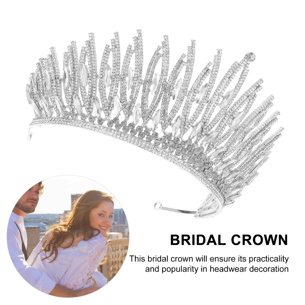 Bridal Wedding Crown Crystal Rhinestone Big Crown Alloy Tiara for Decoration