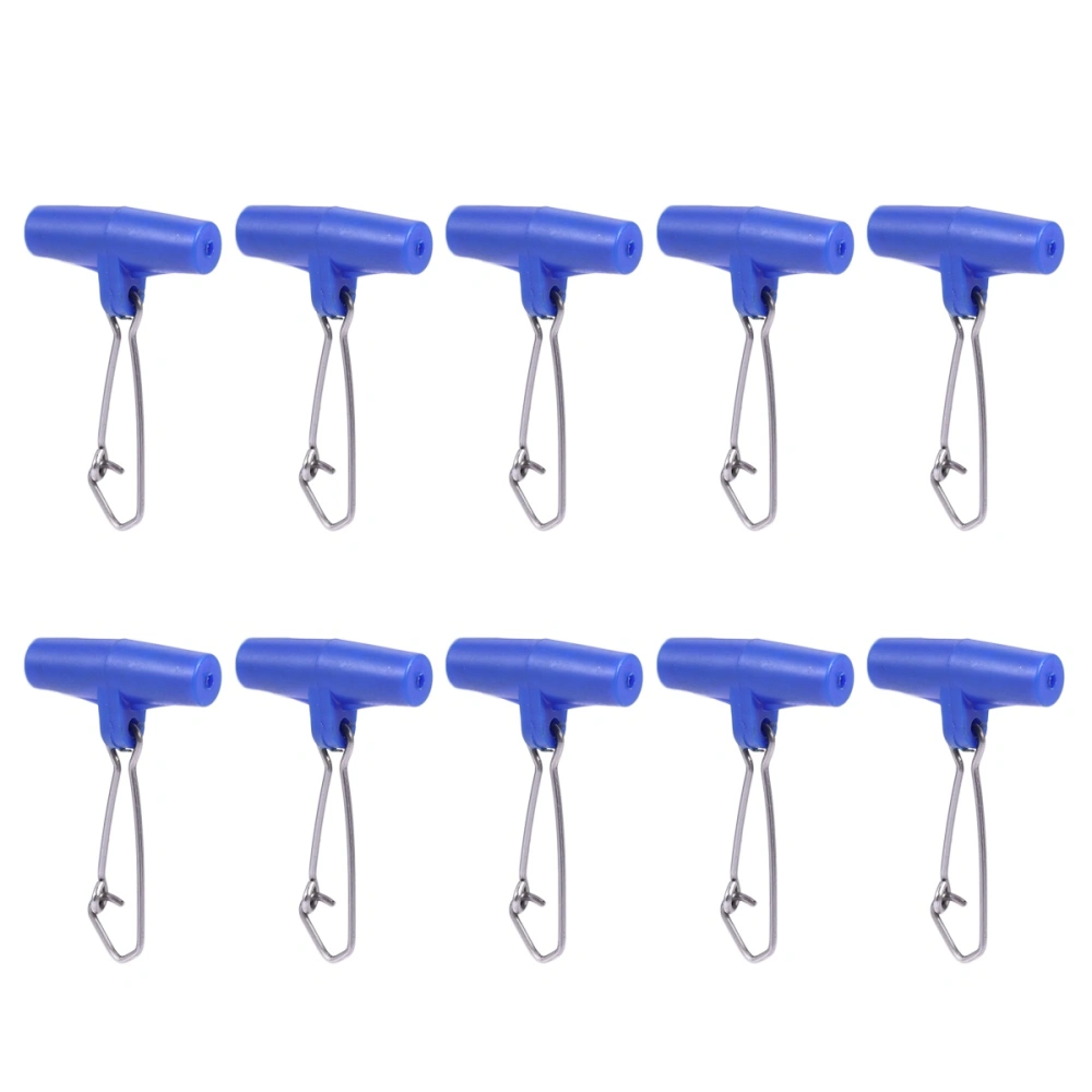 30PC Fishing Plastic Head Strong Reinforcement Sinker Slides with Hooked Snap Fishing Line Connector Fishing Accessories Large Size (Blue)