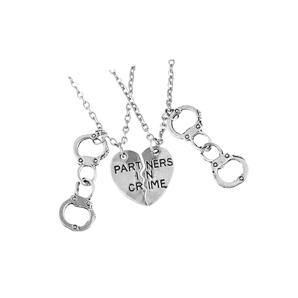 1 Pair of PARTNERS IN CRIME Letter Printing Necklace Fashion Cross Alloy Clavicle Chain Necklace Neck Chain Neck Jewelry
