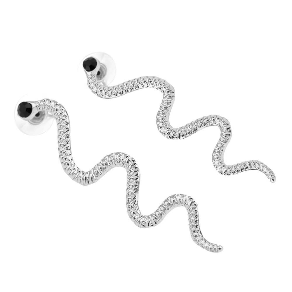 1 Pair Creative Snake Shape Earrings Fashion Silver Eardrop Decorative Ear Jewelry Ear Dangle Gift for Women Lady (Silver)