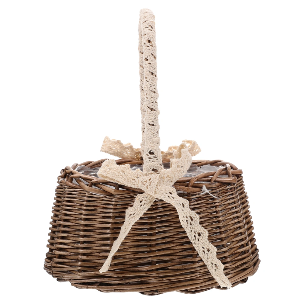 Handwoven Flower Basket Handheld Flower Basket Flower Arrangement Basket Random Color