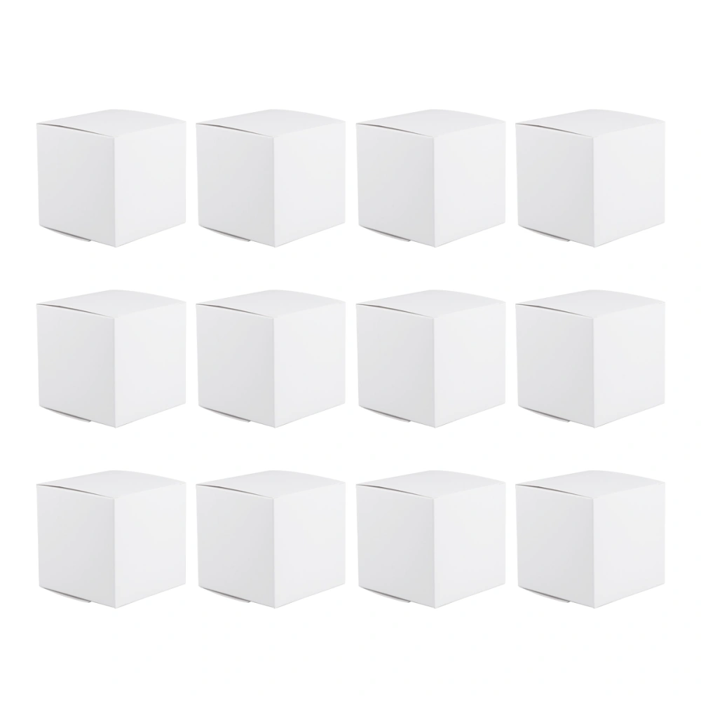 12 Pcs White Kraft Paper Box Foldable Candy Packaging Bags Party Favors Sweet Container Jewelry Holder for Home Shop (White)