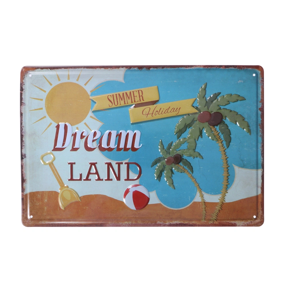 Occident Retro Plaque Wall Decor for Bar Pub Kitchen Home Vintage Metal Poster Plate Metal Signs Painting Plaque(Dream LAND)