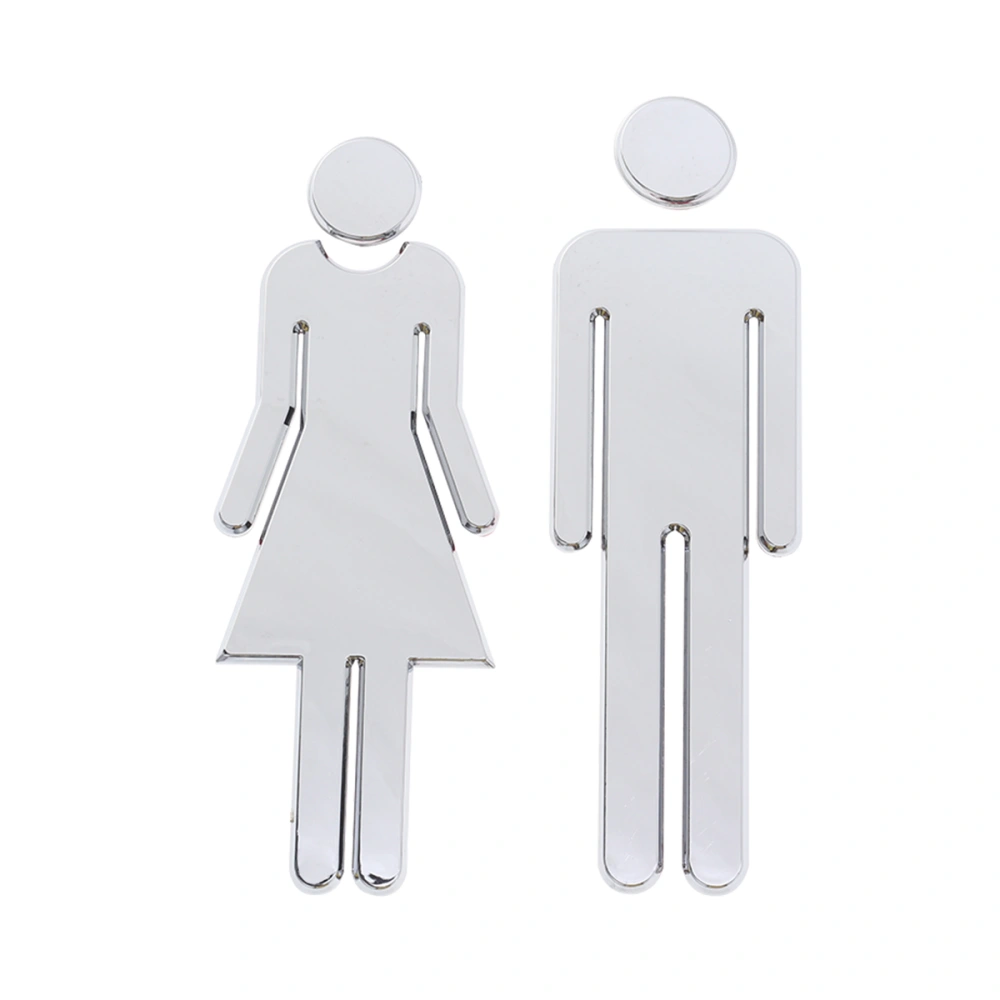 20cm Bathroom Restroom Men And Women Toilet Sign Toilet Symbol Metal Toilet for Wall Door Office Home (Silver)