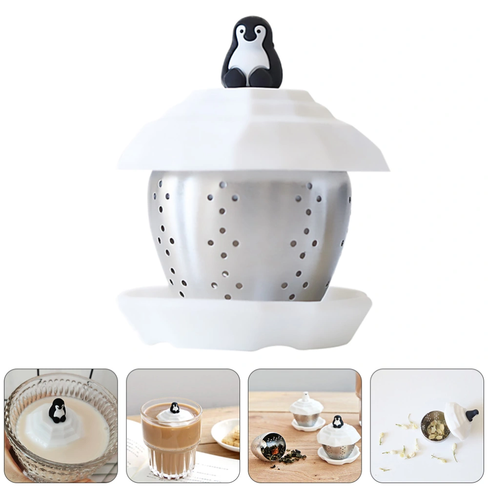 1pc Tea Filter Stainless Steel Tea Strainer Lovely Penguin Tea Steeper