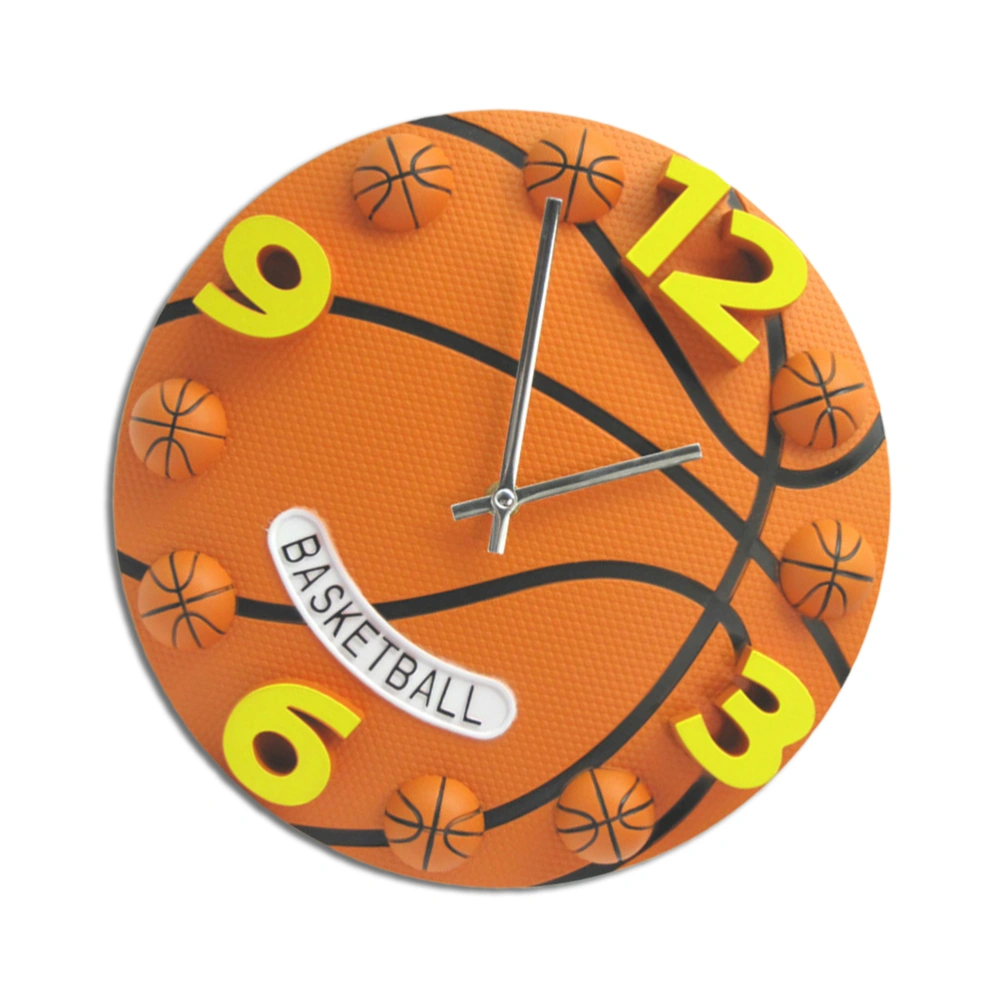 12 Inch Creative Basketball Shaped Silent No-ticking Wall Clock for Living Room Children Bedroom