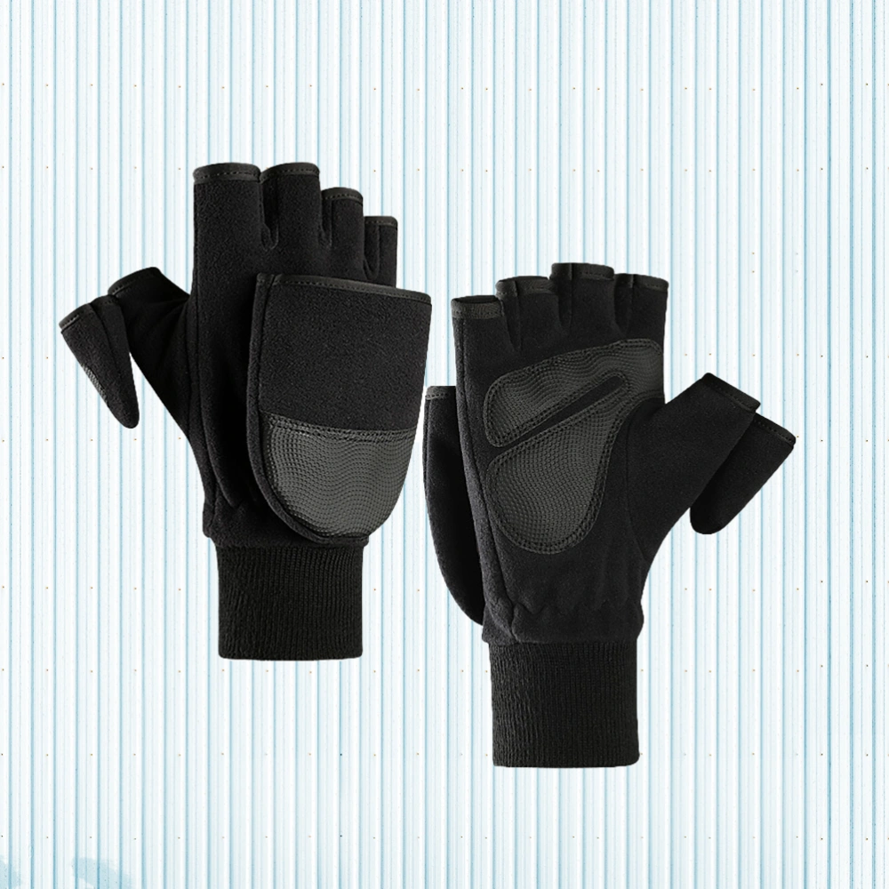 1 Pair Multifuction Sports Half-finger Gloves Anti-slip Gloves Fitness Gloves for Cycling Fishing Riding Size M(Black)