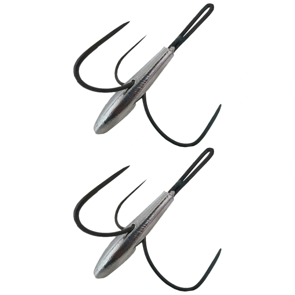 2Pcs Fishing Hooks Three-claw Anchors Practical Fishing Accessories (Silver)