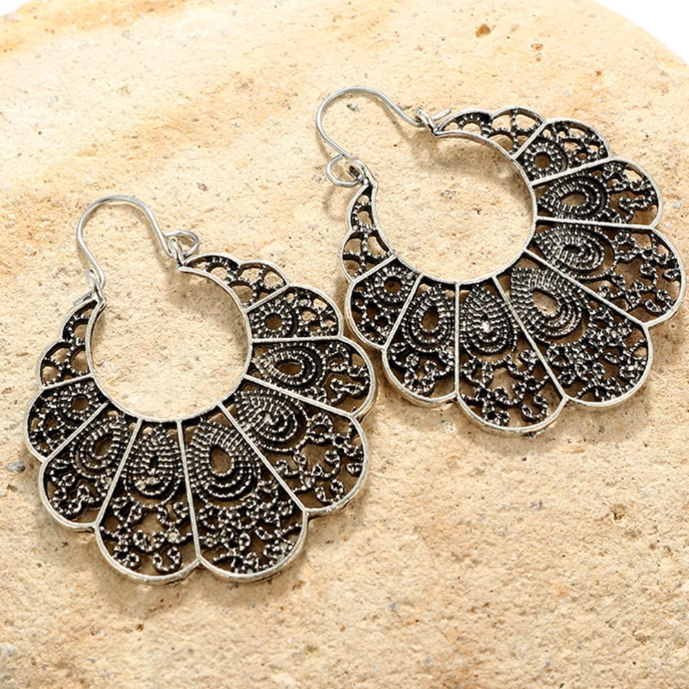 4 Pairs Spider Web Pattern Ear Rings Half-circle Pattern Fan-shaped Earrings