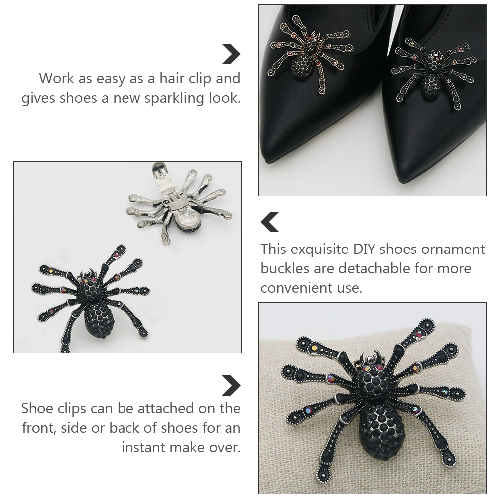 1pc Rhinestone Spider Shoes Clip Buckle Women Girl Decorative High Heel Accessories