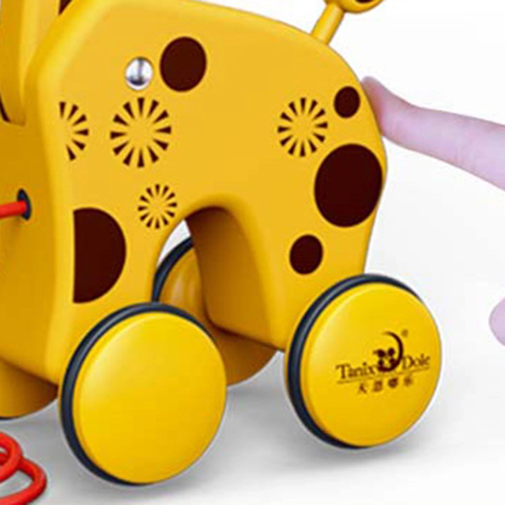 Kids Traction Toy Cartoon Animal Pulling Cart Toy Creative Baby Walker Toy Pulling String Cart Toy with Traction String (Suitable for Baby 1-3 Year Old, Giraffe)