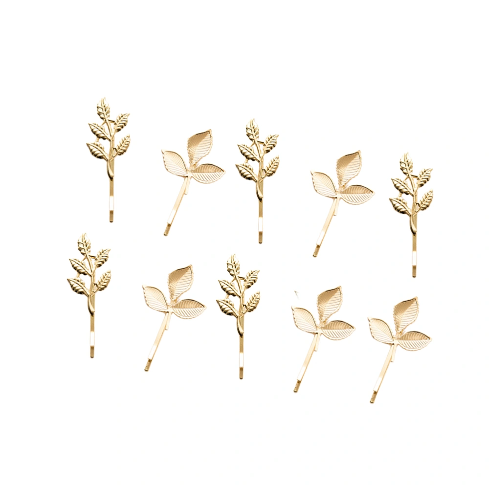 10pcs Leaf Shaped Hair Clip Alloy Hairpins Barrettes Hair Accessories for Women Girls