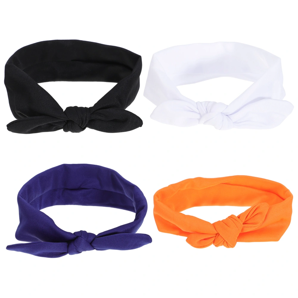 4Pcs Bowknot Headband Elastic Lovely Spa Facial Headband for Washing Face