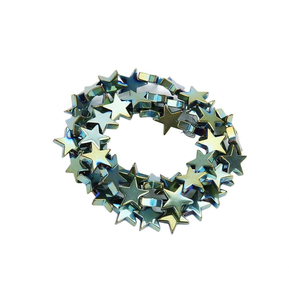 1 Set Five-Pointed Star Loose Bead Hematite Pentastar Loose Beads DIY Jewelry Accessories (Green 6mm 62 Grains)