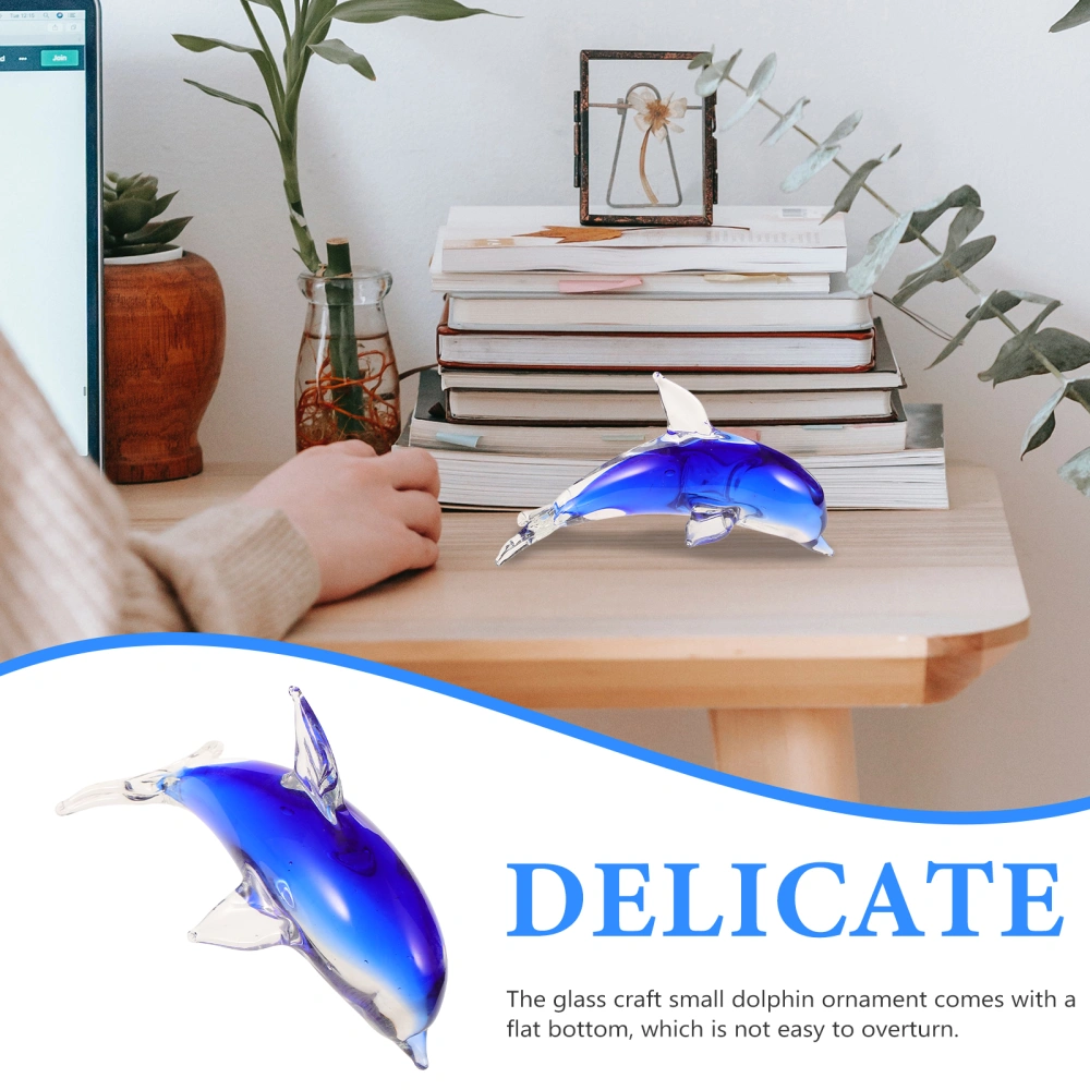 Creative Small Dolphin Ornament Indoor Desktop Glass Dolphin Figurine Adorn