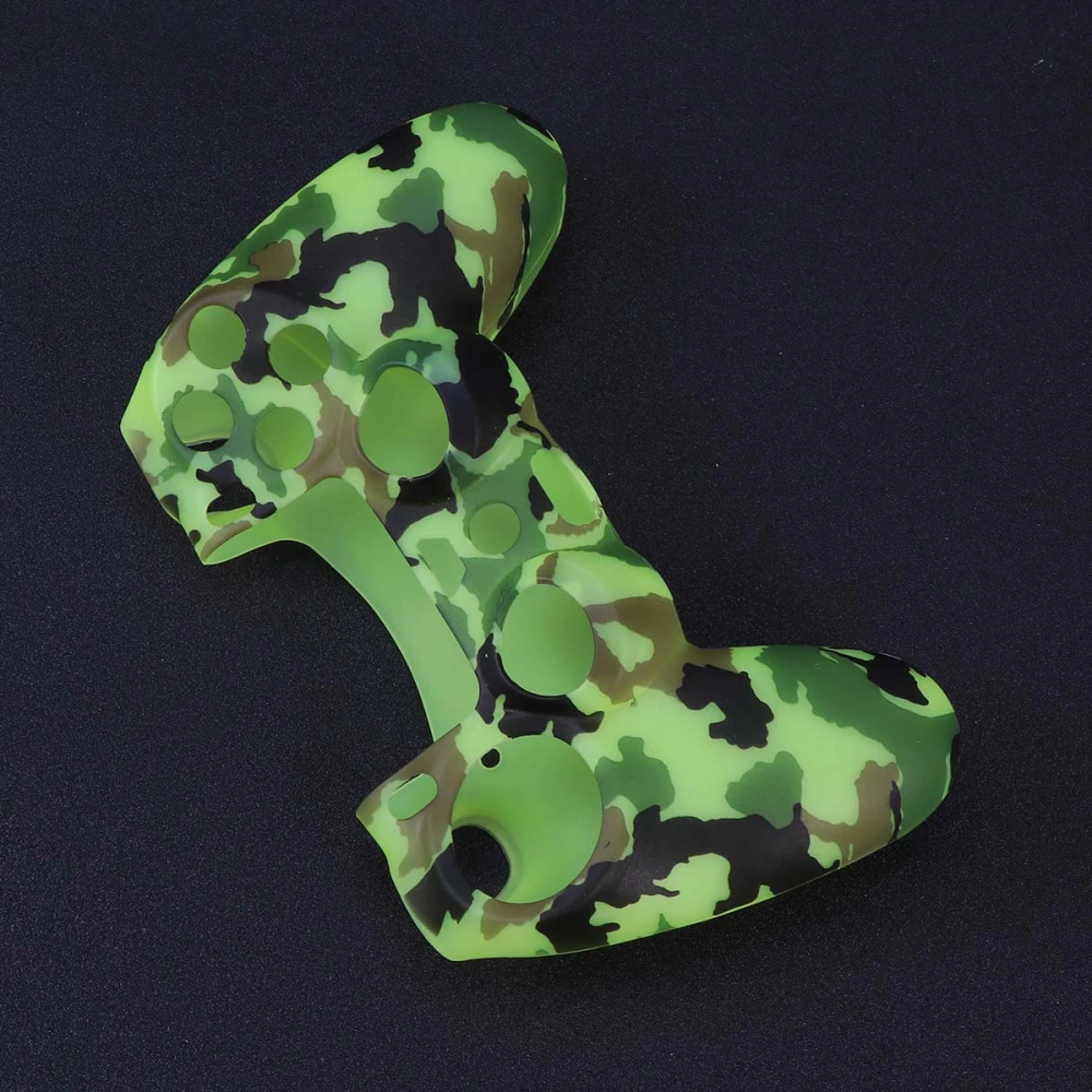 Silicone Rubber Protective Grip Cover Case for PlayStation 4 Controller (Camouflage Light Green)