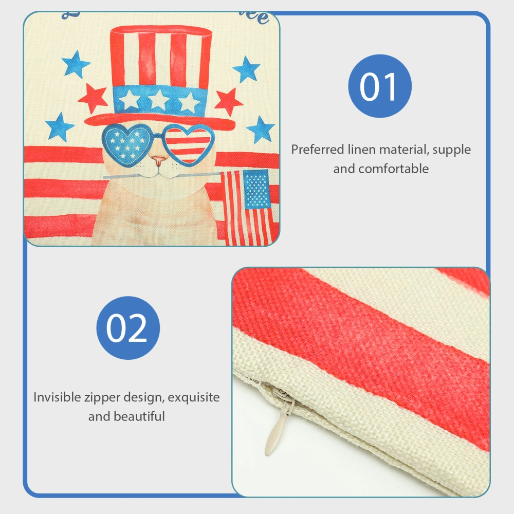 4Pcs Independence Day Pillowcase American Patriotic Pillow Protectors Throw Pillow Cover