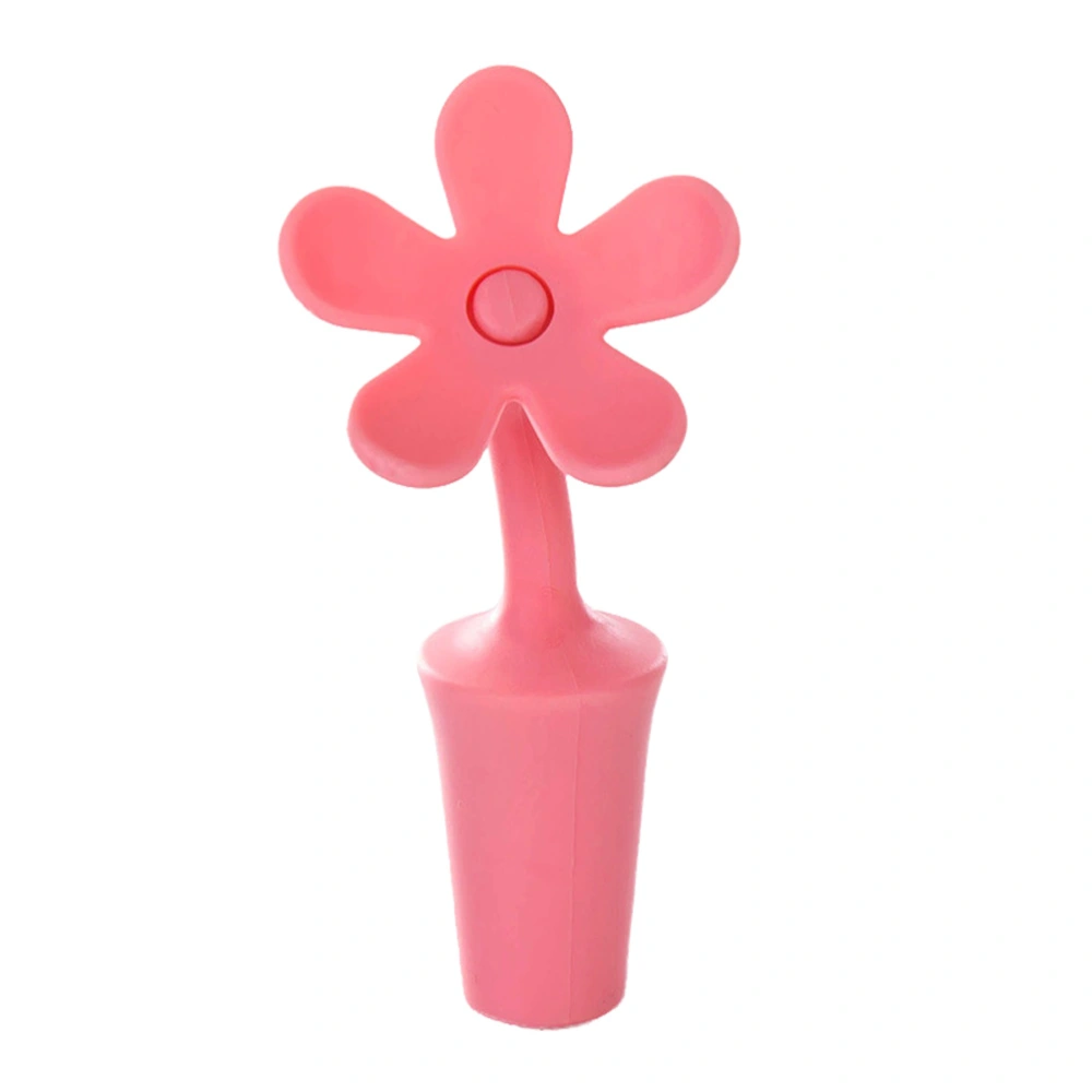 5pcs Flower Shape Silicone Wine Bottle Stopper Champagne Stopper Food Grade Beverage Closures Bar Preservation Tool (Random Color)