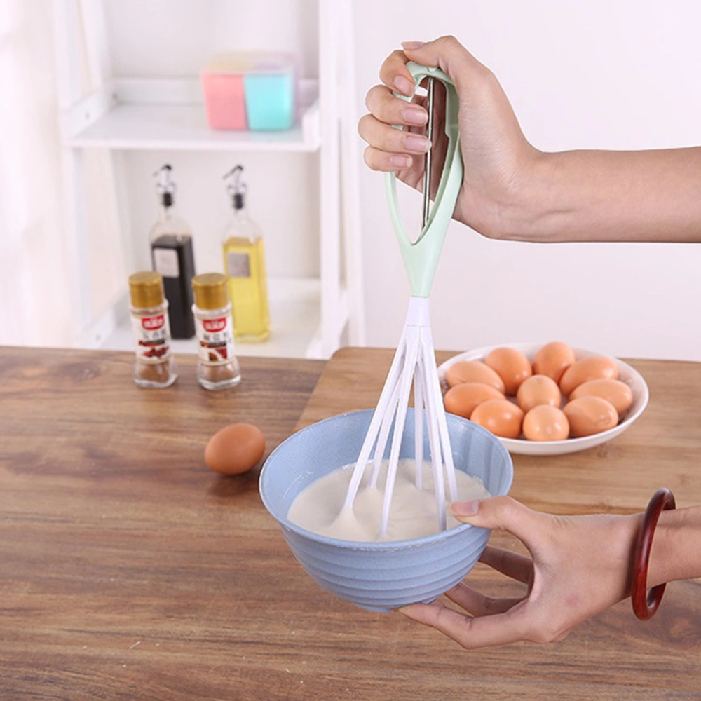 Adjustable Egg Whisk Manual Plastic Cream Whisk with Non-closed Wire Loops(Random Color)