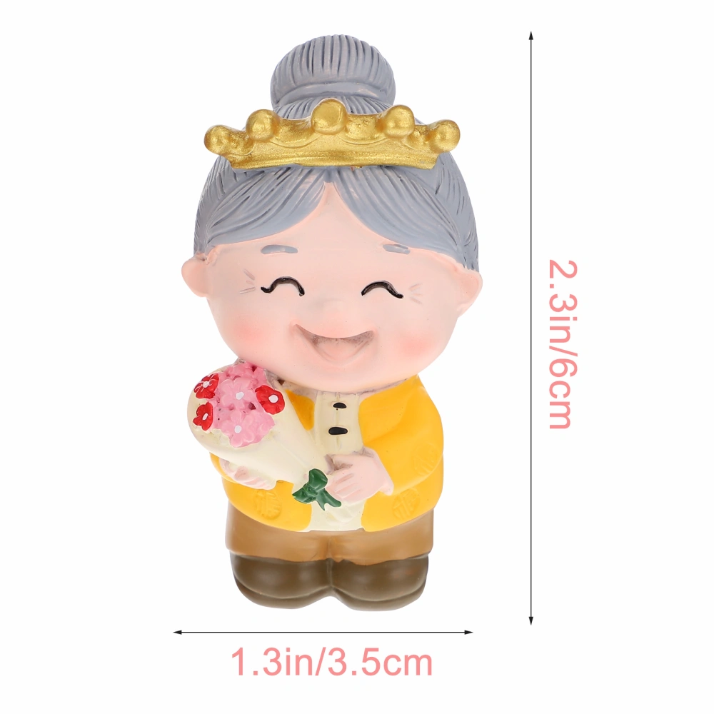 2pcs Resin Craft Loving Elderly Couple Figurines Theme Cake Decoration Topper