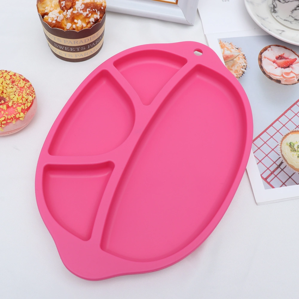 Food Grade Silicone Kids Partition Tray Drop-proof Rices Dish Holder Baby Separate Plate Children's Cutlery (Rosy)