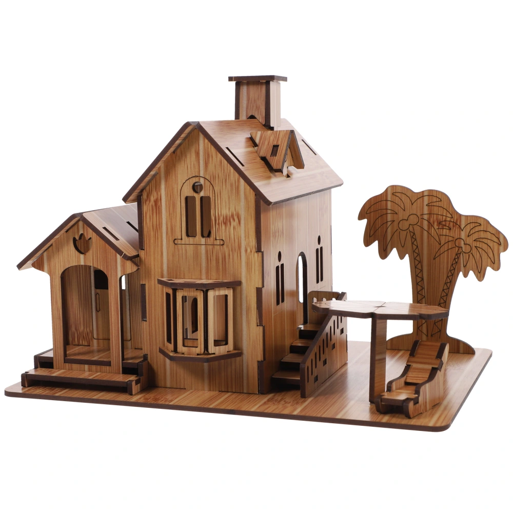 1Pc Villa Puzzle Toy 3D Wooden Puzzle Assemble Toy Kids Educational Plaything