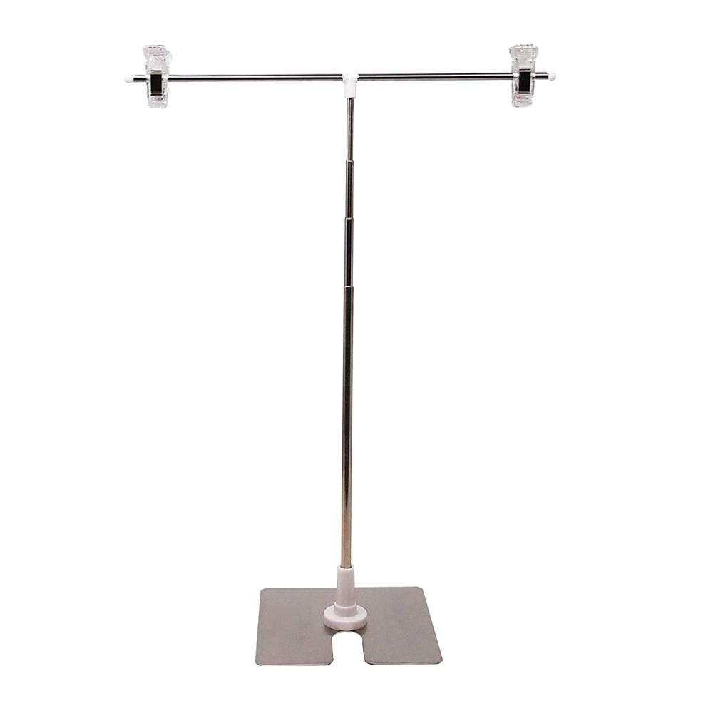 Stainless Steel Display Stand T-shaped Height Adjustable Poster Stand (Silver)