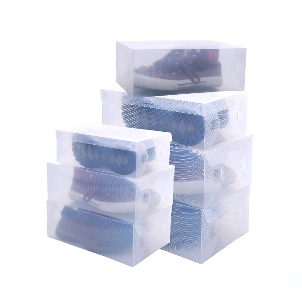 6pcs 28*18.5*9.5cm Novelty Stackable Clear Plastic Women's Girls Shoes Storage Boxes Shoebox Cases Organizers