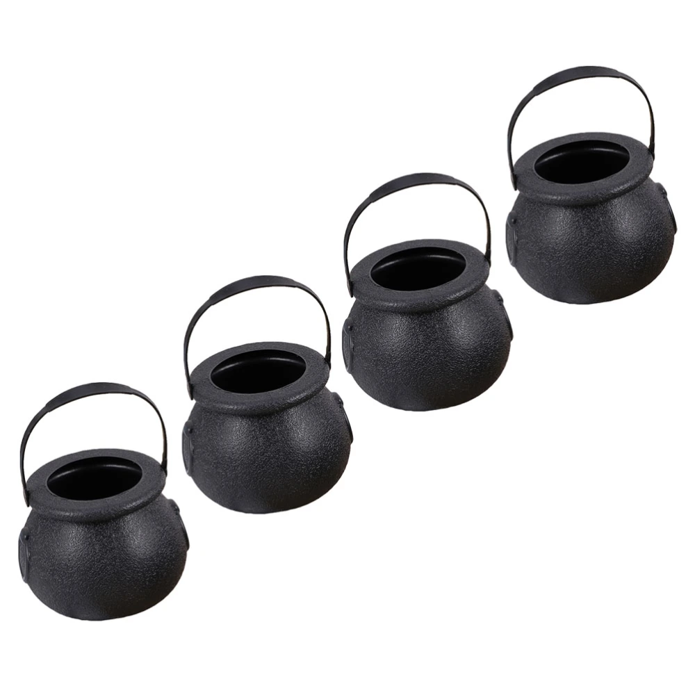 4Pcs Halloween Decoration Candy Storage Jar Creative Witch Jar for Party (Black)