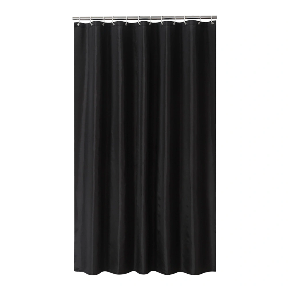 1pc Solid Color Shower Curtain Black Waterproof Bathroom Polyester Moisture-proof Partition Curtain with Hook (180x180cm)