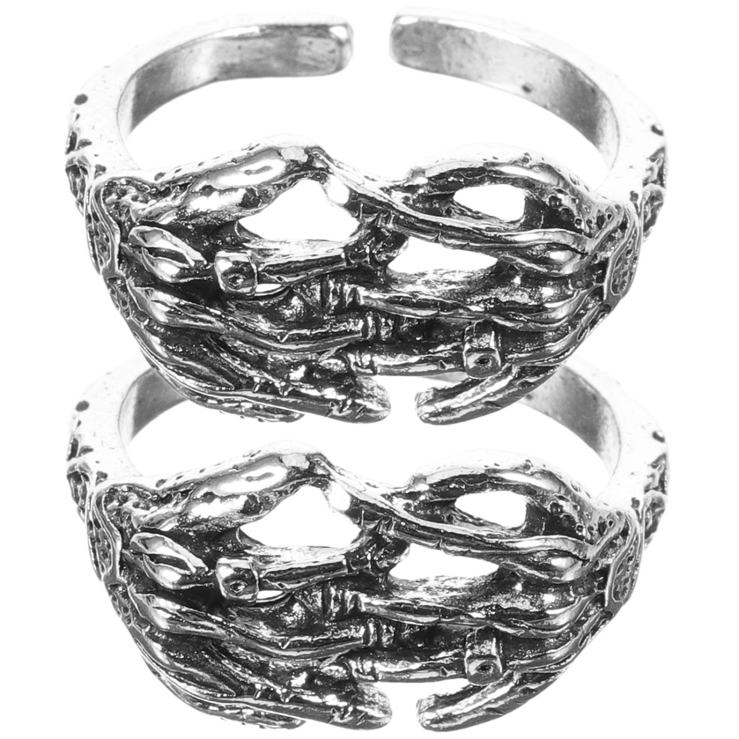 2pcs Skeleton Rings Skull Hand Rings Statement Ring Open Rings Gothic Skeleton Rings