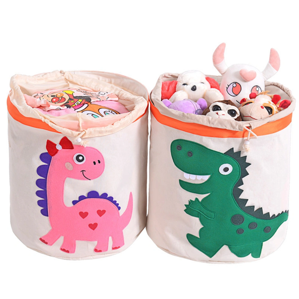 1pc Washable Laundry Bag Kids Toy Storage Basket Cotton Rope Basket Large Dirty Clothes Bag (Green Dinosaur Style)