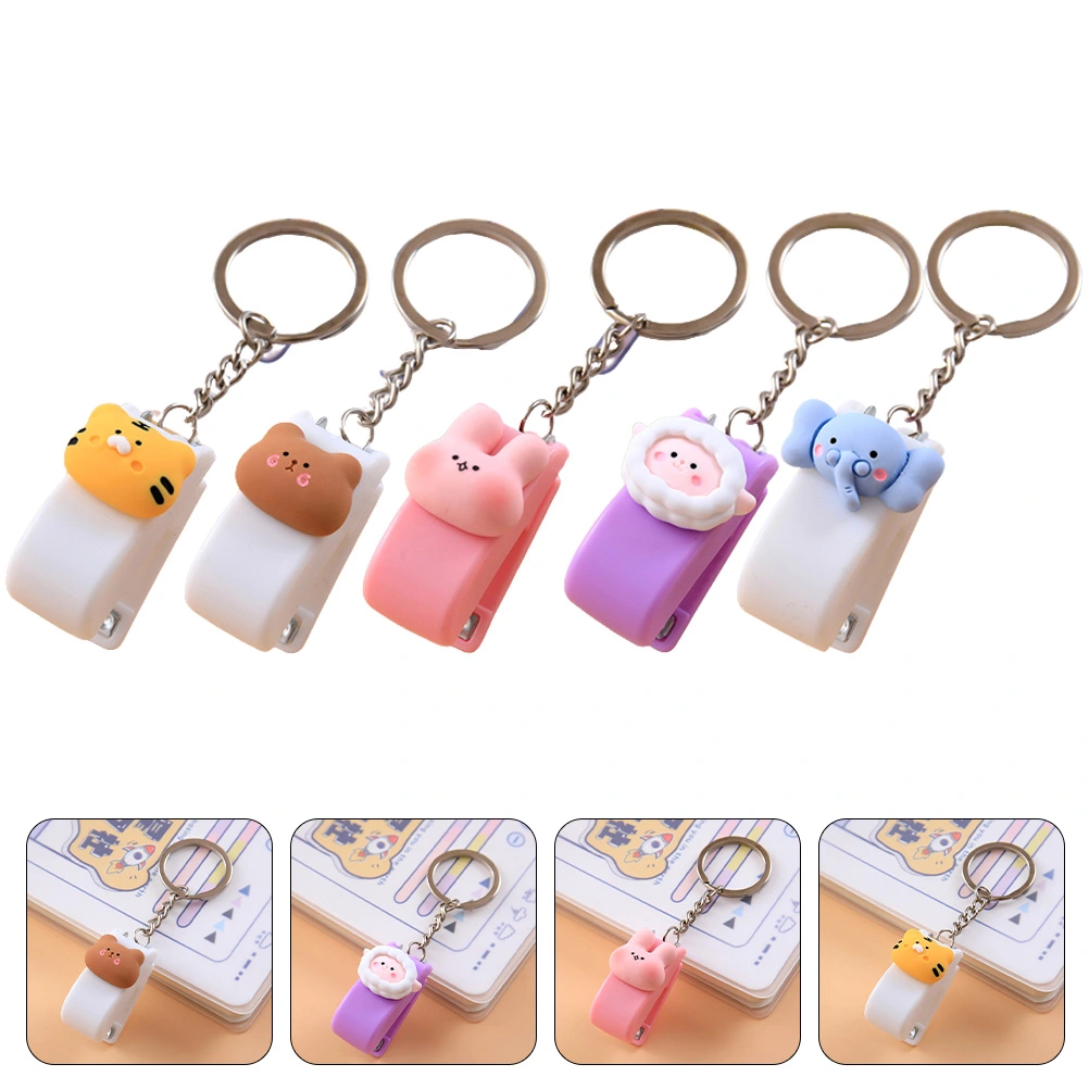 5Pcs Small Keychain Staplers Handheld Press Staples School Office Supplies Stationery