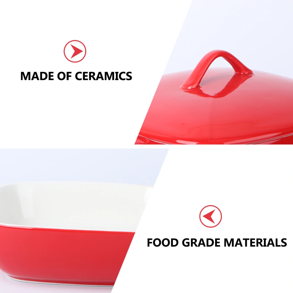 Nordic Binaural Baking Dish Square Household Bowl Kitchen Baking Bowl with Cover