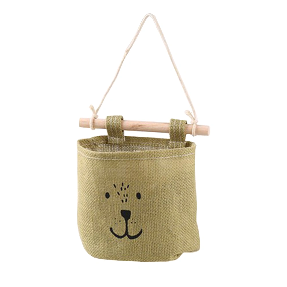 Colored Cotton Linen Wall Hanging Storage Bag Closet Makeup Sundries Organizer Home Decoration (Matcha Green)