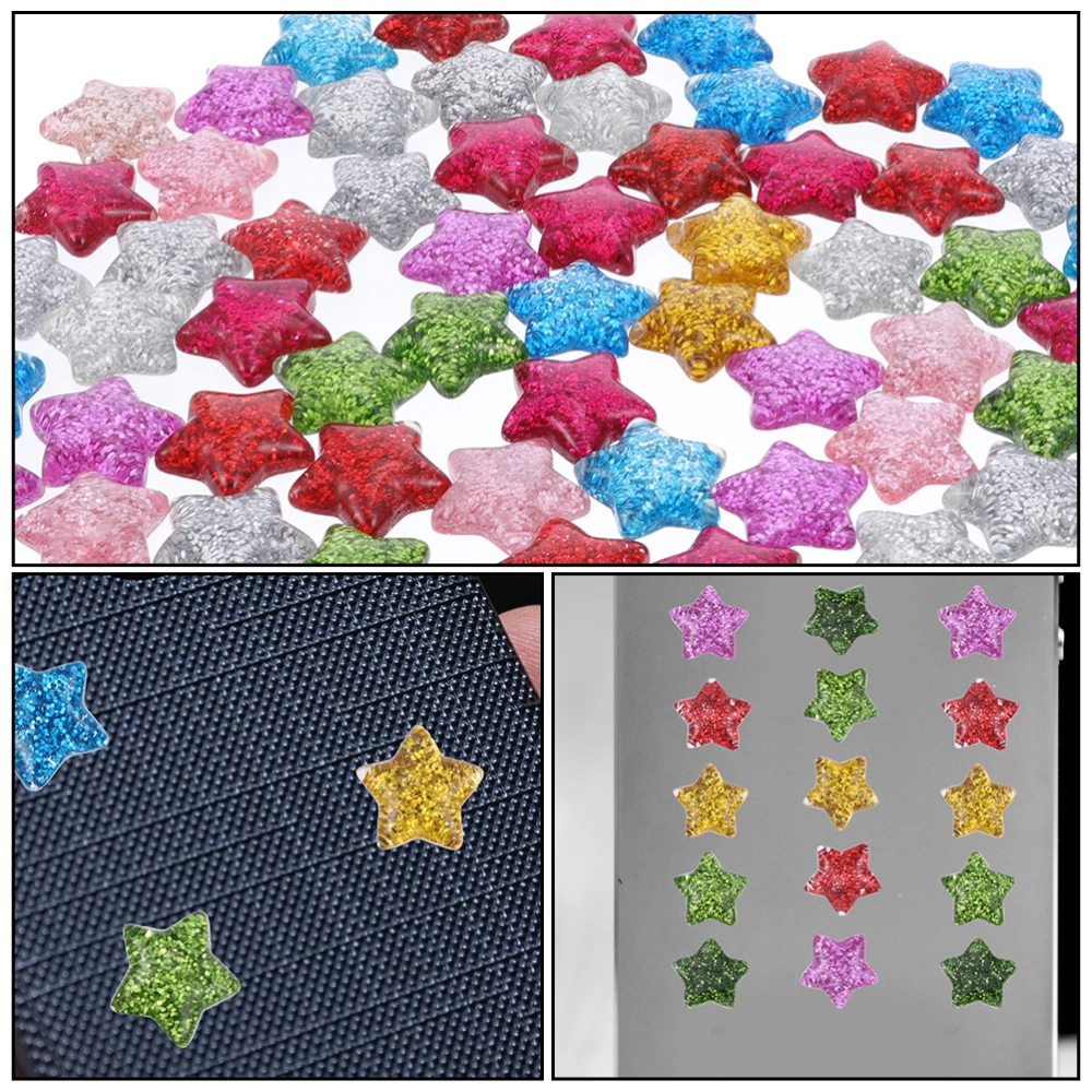 40pcs Resin Glitter Star Flat Back Appliques DIY Wedding Scrapbook Craft Beads