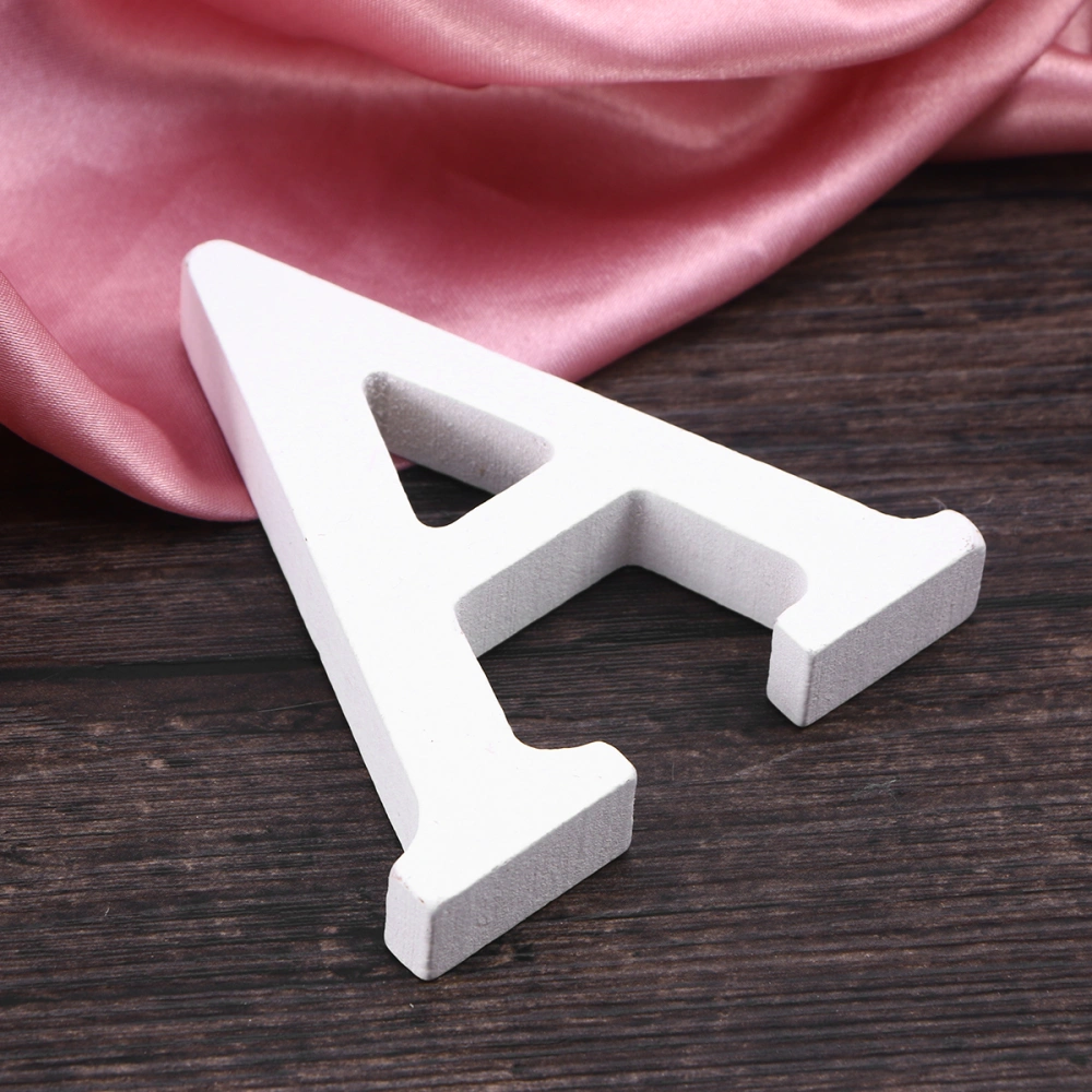 Wood Letter A Decor Simple DIY Alphabet Letter for Wedding Party Birthday Home Store (White, 8cm)