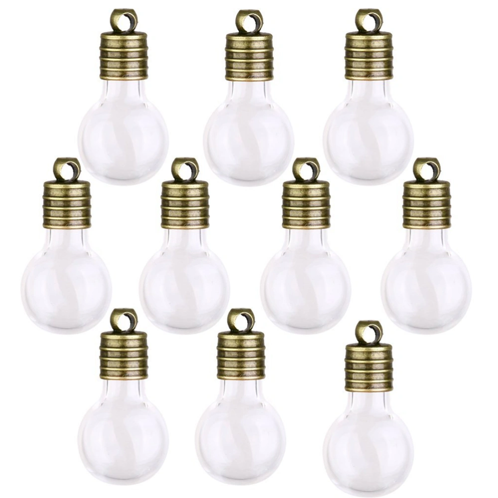 10pcs Bulb Shaped Mini Glass Wish Bottles Jars with (Clear)