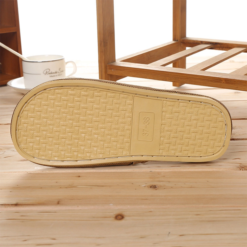 1 Pair Rattan Woven Slippers Summer Cool Sandals Non-slip Platform Shoes for Home (Light Brown Size 42-43 25.5cm Length 8.5US 6UK 40EU 10.0215 Inch)