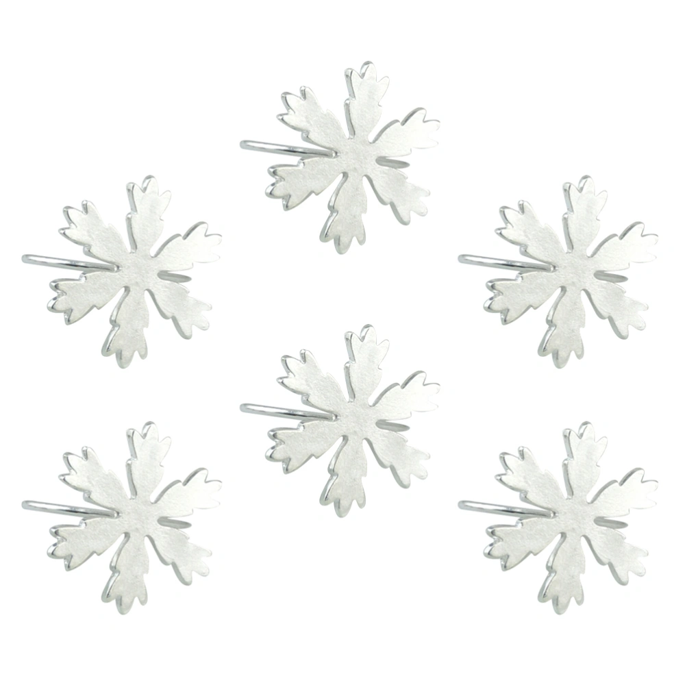 4PCS Christmas Snowflake Napkin Ring Metal Napkin Holder Table Decorative Ornament for Xmas Wedding Dinner Parties (Silver)