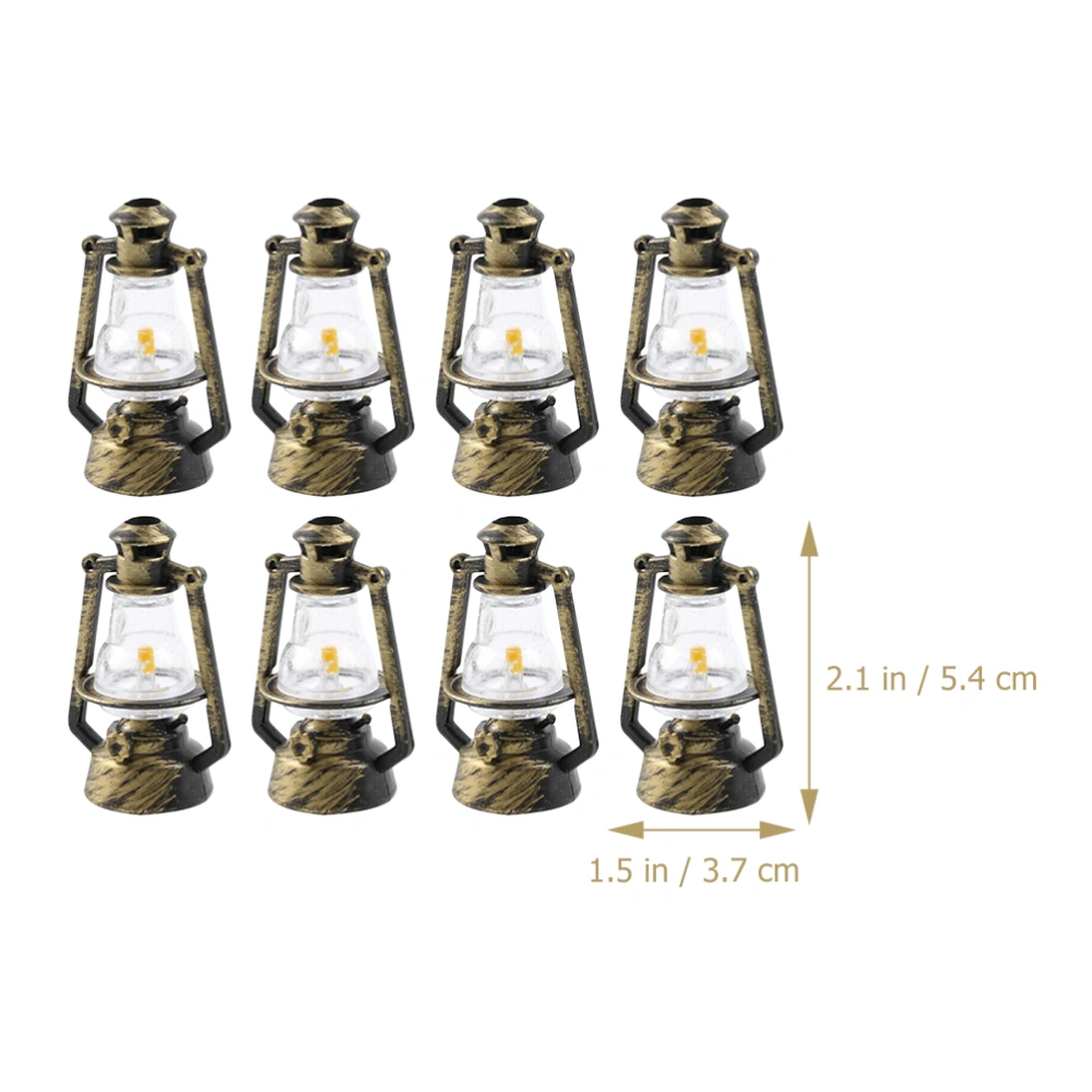 8pcs Mini House Kerosene Lights Fairy Garden Kerosene Lamps Retro Decoration