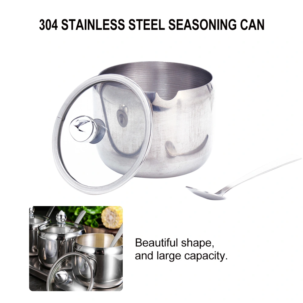 Stainless Steel Seasoning Jar Kitchen Salt Canister Multifunction Spice Storage Pot Container (1 Jar)