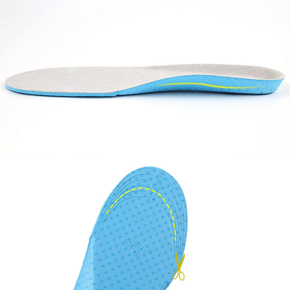 1 Pair Sports Sweat Absorbent Can Be Cut Shoe Insoles for Children Arch Support Relieve Size S (Blue and Grey)