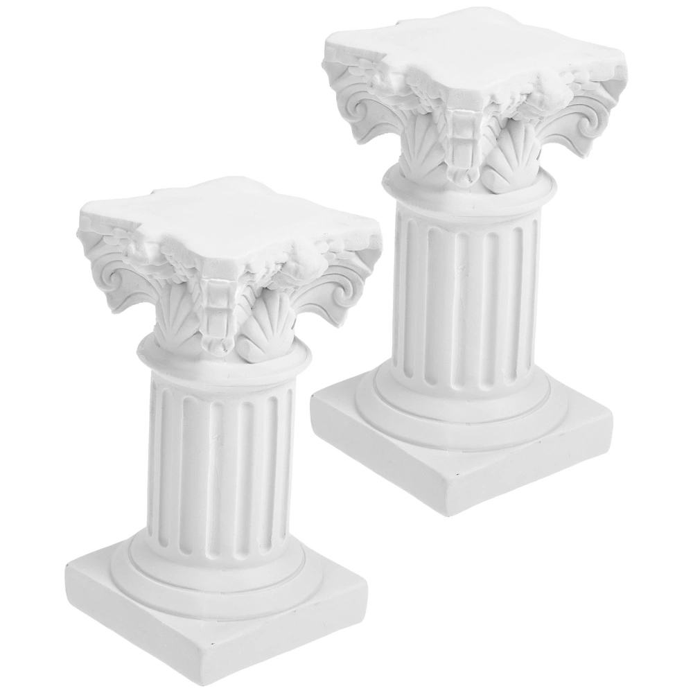 2Pcs Roman Column Design Candle Holders Resin Candlestick Stand Table Decorations