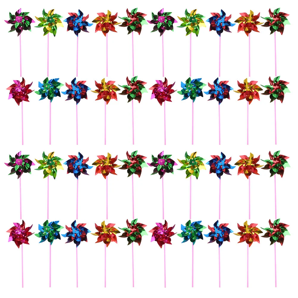 50pcs Colorful Windmill Kids Windmill Plaything Decorative Pinwheel Landscape Decor