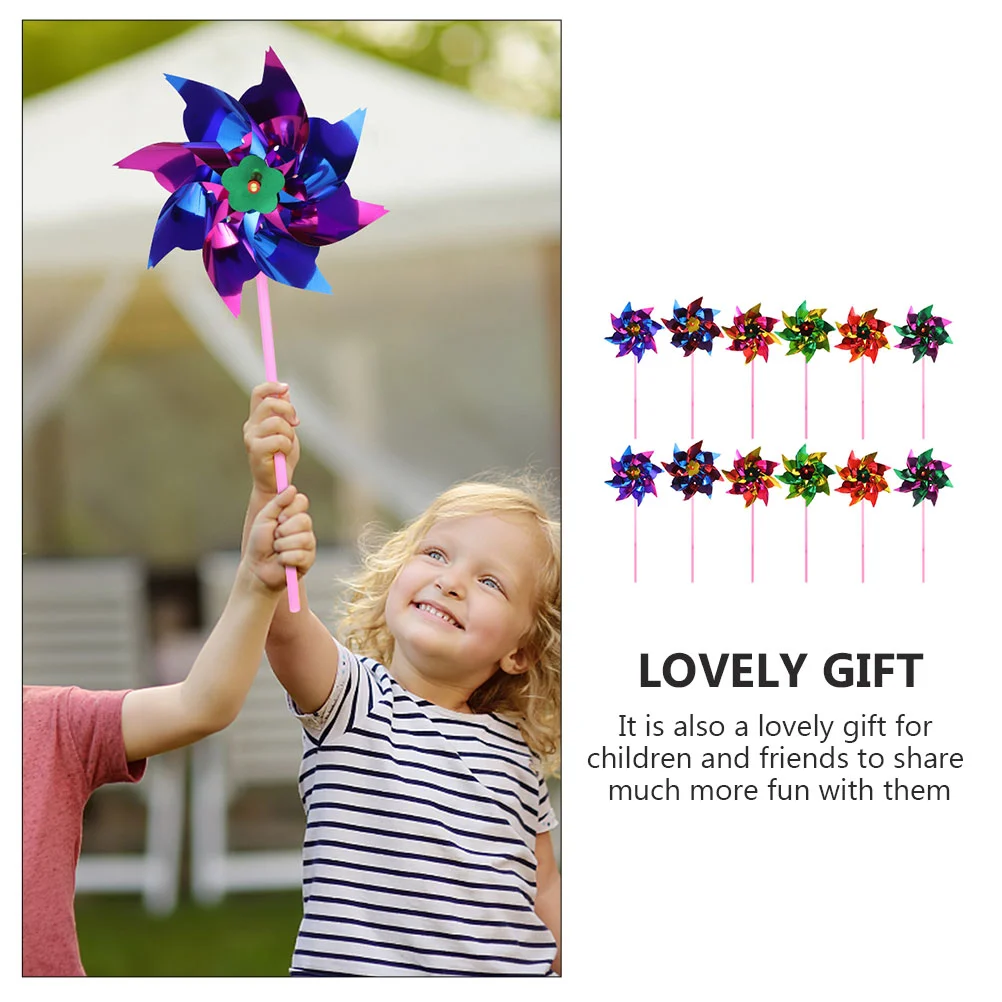 50pcs Colorful Windmill Kids Windmill Plaything Decorative Pinwheel Landscape Decor