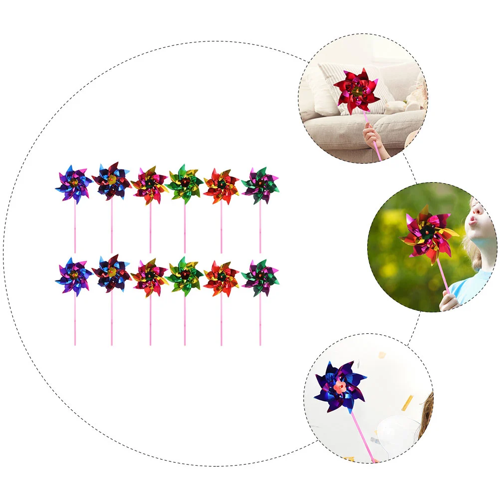 50pcs Colorful Windmill Kids Windmill Plaything Decorative Pinwheel Landscape Decor