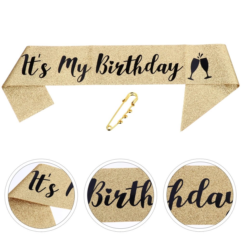 1 Pc It's My Birthday Glitter Cloth Shoulder Sash Birthday Sash Party Favor