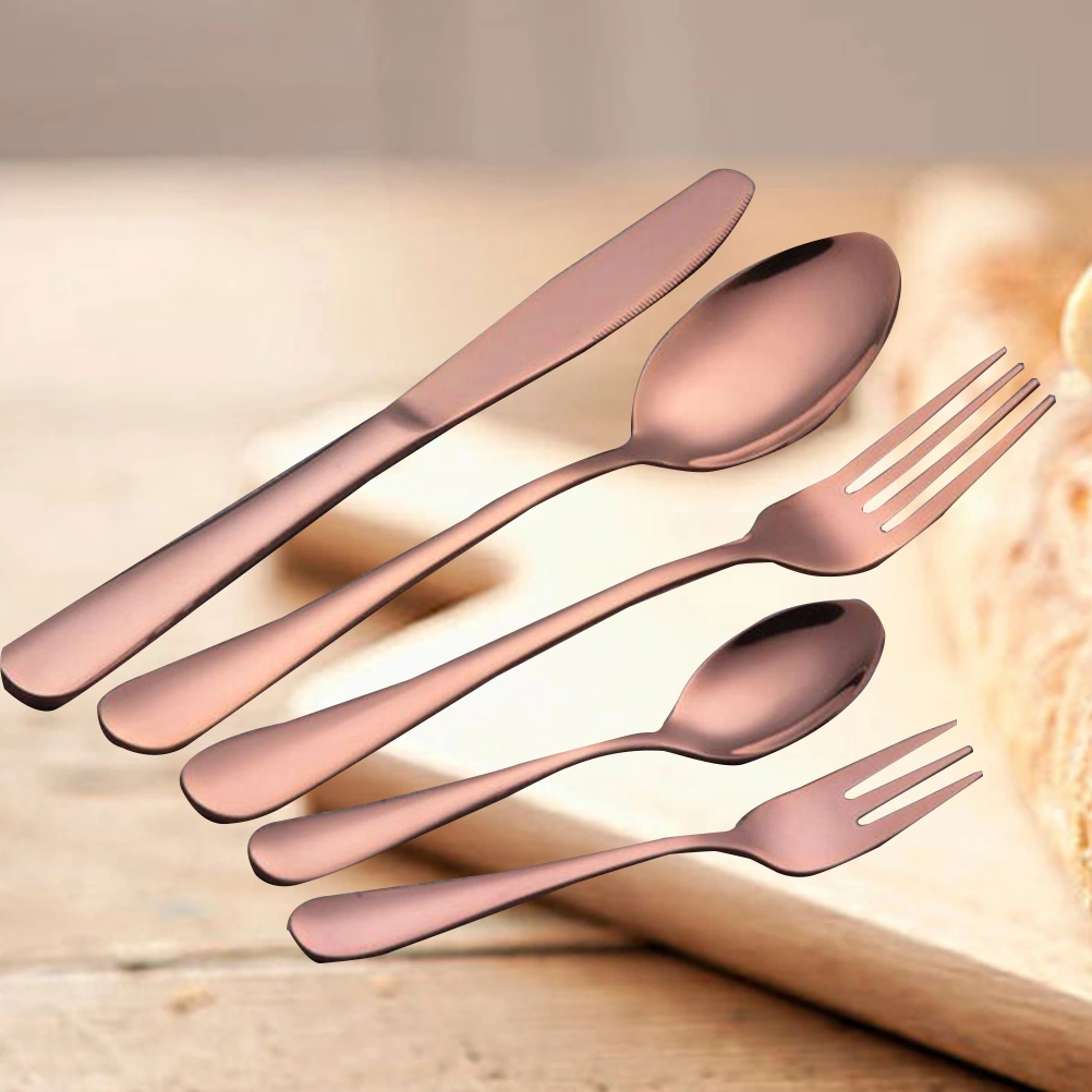 5 Pcs Flatware Silverware Set Stainless Steel Cutlery with Spoon and Fork (Rose Gold)
